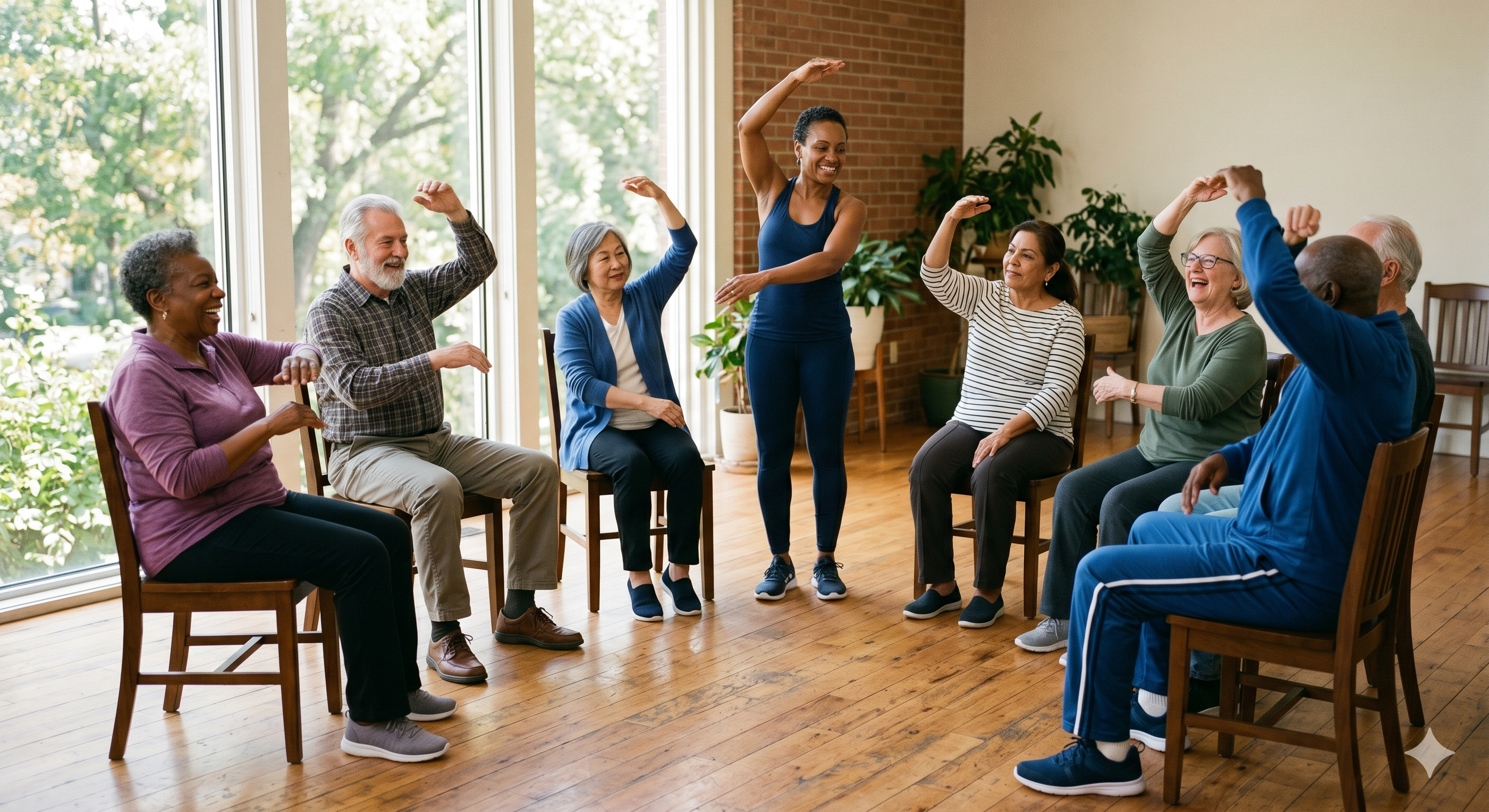 Chair Yoga class with residents